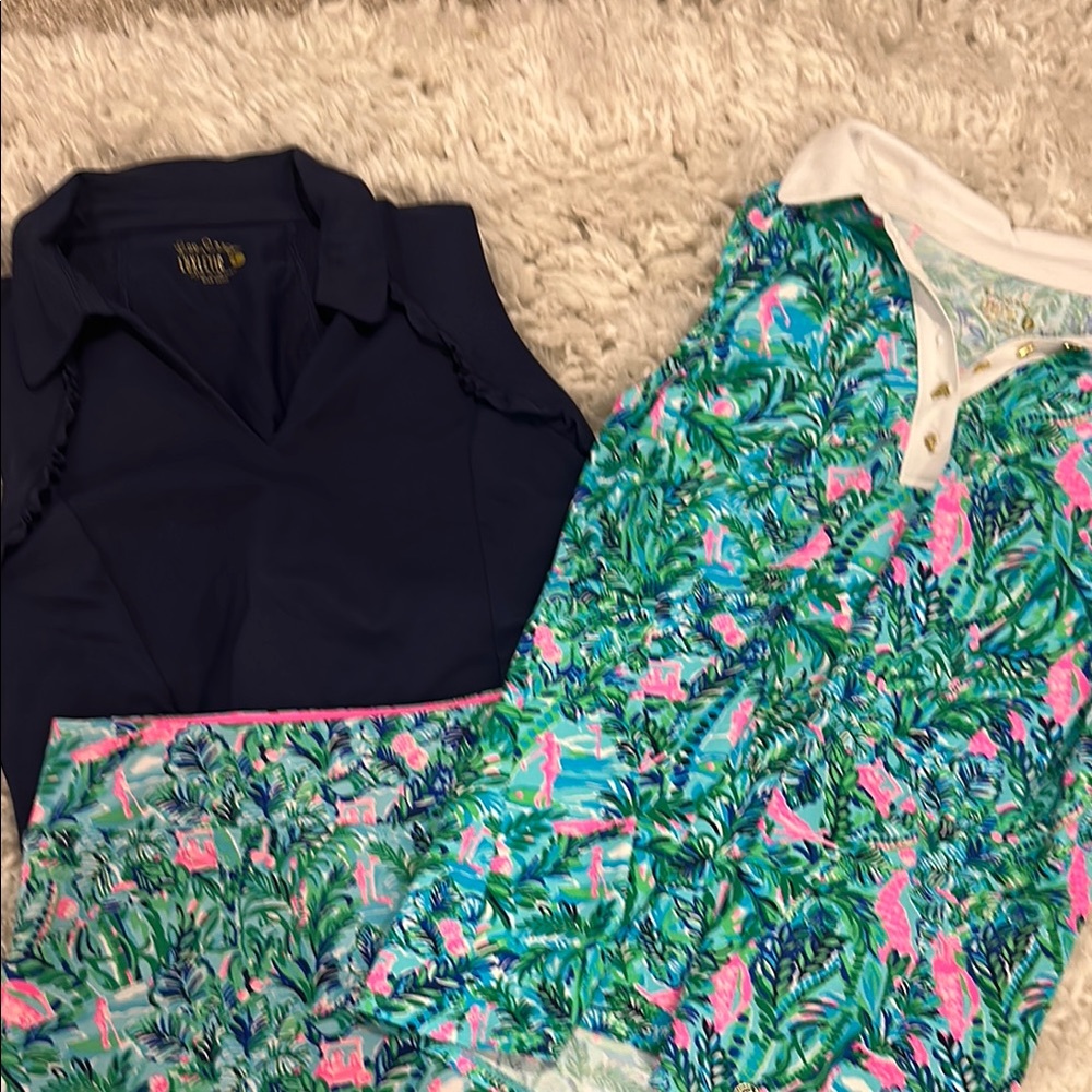 Lilly Pulitzer Navy and Tropical Print Dress Set
